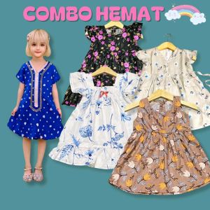 PAKET COMBO HEMAT bundling 5 pcs 1-6 TH dres bayi dres dres rayon viskos dres perempuan dres cewe dres anak anak