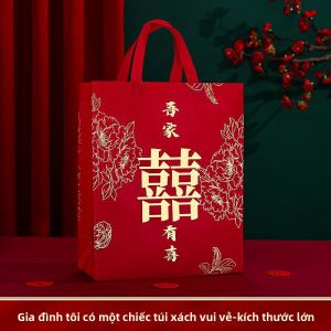 MONLEYTA | Túi đựng kẹo cưới lớn có chữ Hạnh Phúc Túi đựng quà cưới Túi đựng quà tặng rỗng Hộp đựng quà tặng Hộp đựng kẹo cưới