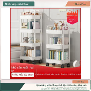 Kệ Xe Đẩy Đa Năng Nhiều Tầng Có Bánh Xe Kệ Sách Kệ Nhà Bếp Phòng Tắm Chất Liệu PP Bền Đẹp Dễ Dàng Di Chuyển