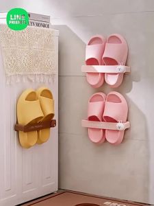 100% Authentic Line Friends Slipper Rack Holder Bathroom Wall-mounted Wall Toilet Punch-free Shelving Rack Shoe Storage BROWN CONY Birthday Gifts LFB12/LFB259