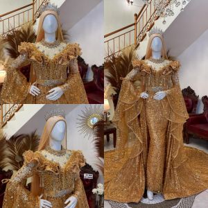 gaun pengantin / gaun pengantin lengan terompet / gaun pengantin span slim premium