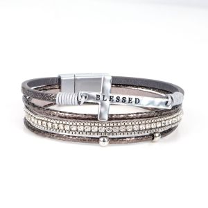 Bohemian Cross Diamond Embedded Magnetic Attraction Bracelet Stackable Luxury Punk Ethnic Style Fashion Jewelry Accessory