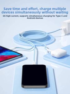 Aszune | Triple Super Fast Charger Cable for Android Huawei Mate70 Mobile Phone Car Use Multi-Head Universal 100W Data Line