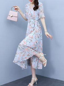DAIXIANGFEIZI | Floral Chiffon Dress Summer New Arrival Elegance Waist-Cinching Midi