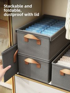 Clothing Storage Box Home Wardrobe Layered Organizer Cotton Linen Kitchen Cleaning Tools Set for Clothes And Pants