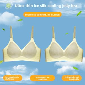 JIAZINI | Ice Silk Seamless Womens Underwear Thin Large Chest Small Chest Gathered Anti-Sagging Summer New Arrival Fashionable Nylon