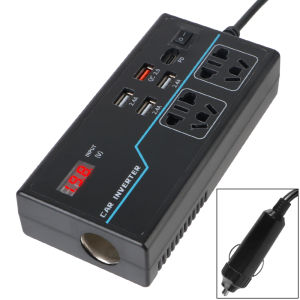 8 Ports Sockets DC 12V/24V to AC 110V/220V Converter Power Adapter USB/PD/Type-C Chargers Car Inverter Overload Protection 200W