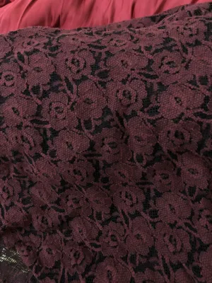 vải Ren thun co giãn 2 chiều - nền đen hoạ tiết hoa đỏ độc lạ Chất vải mềm mịn - Hàng korea cao cấp 45k/m Khổ 1m5🎊🎊