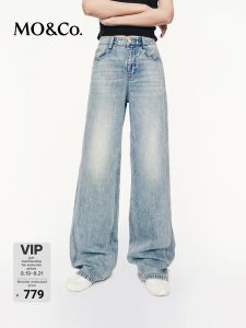 MO&Co. | Distressed Cat Scratched High Waist Boxy Fit Jeans