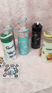 RuiMing Ruiming (ส่วนลด 50%) ✨✨ กระจกฉนวน 500 มล. ขวดน้ำกระโดด 304 ขวดน้ำสแตนเลสการ์ตูน Labubu นักเรียนขวดน้ำแบบพกพาของขวัญสำหรับฤดูกาลเริ่มต้นโรงเรียน