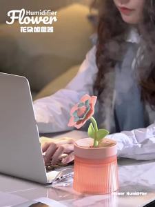 2024 Humidifier Portable USB Ultrasonic Colorful Cup Aroma Diffuser Cool Mist Maker Flower Air Humidifier Purifier With Light