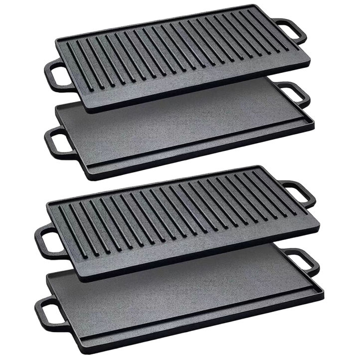Cast Iron Griddle Plate with Double Handles Non-Stick Surface for Steak ...