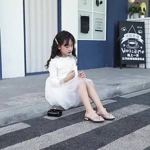 Kids High Heels Little Girl Leather Shoes Soft Bottom Princess Footwear Childrens Crystal Shoes Flash Dance party wedding shoes