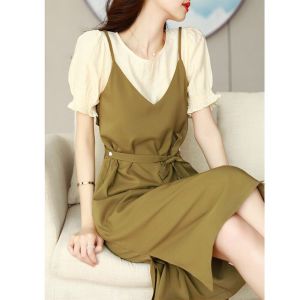 Spring High-end Fashionable Small Circle Faux Layered Dress
