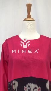 Minea gamis tenun kombinasi kain tenun Afwan