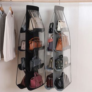 6/8 Pocket Dust-proof Cover Handbag Storage Artifact Bag Storage Hanging Shelf Household Dormitory Storage Bag Organizer