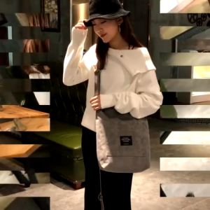 TB083 - TOTE BAG KULIAH RESLETING CONDUROY IMPORT TAS SELEMPANG WANITA TOTEBAG SLEMPANG KERJA KOREA MURAH