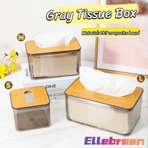 Tissue Box Gray Transparent Nordic Style Paper Roll Box Desktop Storage Box