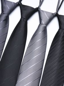 LIESHANG | No-Tie Gray Tie & Black Zip-Up Shirt