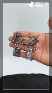 German Silver - Silver Replica Ethnic Jhumkas | indian jumka