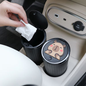 Car Front Row Trash Can Driver Side Cute Door Storage Bucket Press Type Vehicle Trash Bag Box Practical Good Stuff