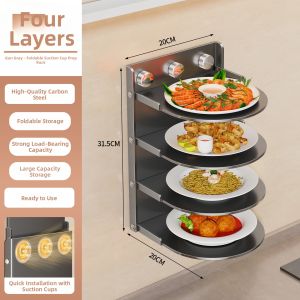 SHENFAN | Multifunctional No-drill Wall-mounted Foldable Multi-tier Kitchen Prep Rack