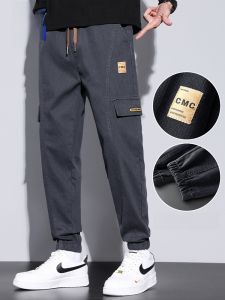 ROMON | Loose Mens Workwear Pants Spring Autumn New Style Harlan Casual Long Trousers Elastic Waist Cargo Pants Youthful Energy Style