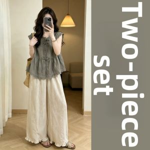 SUSIEYUAN | Women Polka Dot Wide Leg Pants Suit
