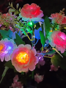 Solar Hibiscus Light Outdoor Waterproof Garden Flower LED Lamp for Cemetery Graveyard Yard Christmas Decorative Ambient Lighting Pathway Lights