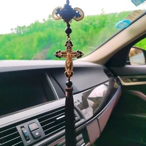 Dây treo ô tô tượng Chúa GiêSu trang trí gương chiếu hậu bằng kim loại/ Khánh treo xe ô tô hình Thánh Giá Công Giáo
