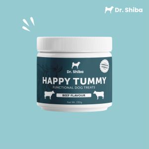 Dr Shiba Happy Tummy Healthy Dog Treat Snacks: Delicious Pet Treats with Dog probiotics Dog Multivitamins Dog Supplements Appetite Booster for Dogs - Puppy Food/ Adult Dog Food and more: Promotes Digestive Health and Wellness