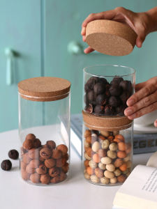 Nordic Cork Glass Storage Jar Kitchen Multi-Grain Tea Blind Box Storage Diameter 10cm Borosilicate Sealed Jar