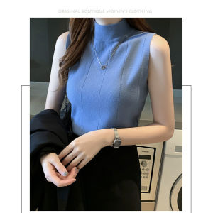 Malaysian stock Womens Pullover Sleeveless Knit Cropped Slim Fit Top