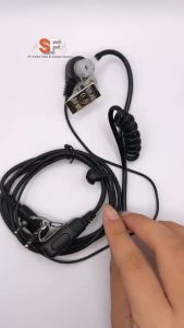 BLACK AIR TUBE EARPIECE FOR WALKIE TALKIE K PLUG 2 PIN