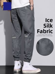 ROMON | Lormen Ice Silk Mens Casual Pants Summer Thin Mesh Quick Dry Sports Loose Elastic Long Trousers Breathable Comfortable Youthful