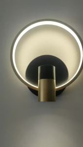 Modern LED Wall Sconce 2-in-1 Black Gold Decorative Wall Lamp with Spotlight for Bedroom Bedsides Living Room Hallway Lighting