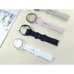 Watch Band+Case for Samsung Galaxy Watch 4 5 6 7 40/44mm Soft Silicone Strap Scratch-Resistant Full-Coverage Protective Case