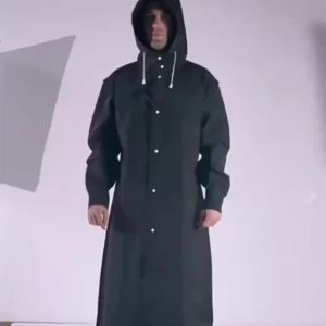 Black Fashion Adult Waterproof Long Raincoat Womens Mens Raincoat Hooded Outdoor Motorcycle Cycling Hiking Fishing