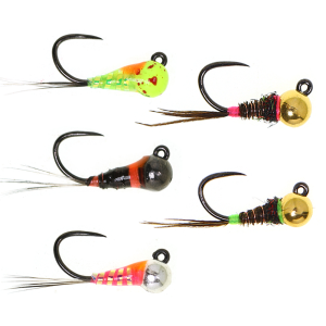 5pcs #14 #18 Tungsten Bead Head Jig Nymph Fly Barbless Hook Pheasant Tail Wet Euro Perdigo Nymph Trout Bass Perch Fishing Lures
