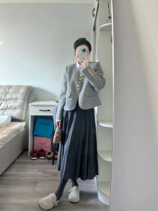 Bộ Trang Phục Ngắn Phong Cách Hàn Quốc Cỡ Lớn Và Chân Váy Midi Bộ Trang Phục Dành Cho Nữ Thời Trang Sành Điệu Len Mùa Trang Phục Mùa Thu Mùa Đông