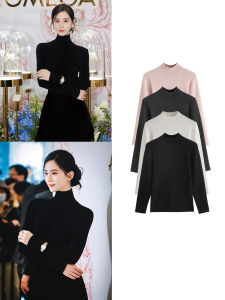 Liu Shishi 100% Pure Cotton 16 Needle 60 Thread Ultrafine Cotton Black Half High Collar Inner Wear Long Sleeve Knitted Shirt