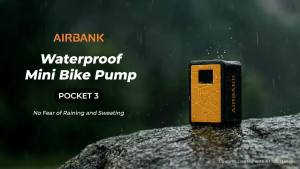 Airbank Pocket 3 Waterproof Bicycle Tire Inflator Bike Pump 120PSI LED Pressure Guage 600mAh Rechargeable Air Compressor
