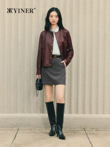 Commute Fashion French Retro Oiled Leather Sheepskin Jacket