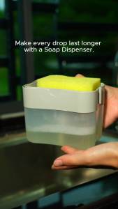 【SG Ready Stock】2-in-1 Soap Pump Dishwasher Dispenser with Sponge Holder Easy Press Kitchen Use