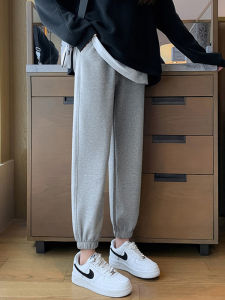 Grey Sports Pants Womens Spring Autumn Style High Waist Nine Points Thin Casual Sweatpants Korean Version Commute Style