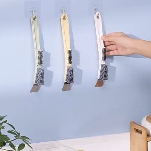 A-G 3IN1 multifunctional cleaning brush hard bristled brush with rust removal scraper long handled nylon brush ceramic tile seam scrubber fish tank window blind corner gap brush stain removal cleaning brush bathroom corner brush