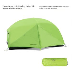 BISINNA | Lều Cắm Trại Siêu Nhẹ BISINNA 2 Người 20D 380T Lều Du Lịch Hai Lớp Bằng Nylon Chống Thấm Nước Kèm Thảm Miễn Phí Để Đi Bộ Đường Dài Du Lịch Xanh/Xám