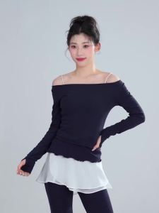 daydance | Long Sleeve Dance Tops Woman One-shoulder Modern Dance Tops Adult Teen Gymnastic Yoga Thick Sweater