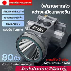 ไฟฉายคาดศีรษะ LED ชาร์จไฟ Type C ไฟฉายคาดหัว สว่างมาก มุมส่องสว่างกว้าง ช่วงแสงกว้าง ไฟหน้าตกปลาแคมป์ปิ้งผจญภัย