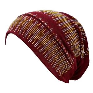 Full Body Diamonds Turban Caps for Women Elastic Muslim Hijab Bonnet Hat Ladies Headband Hat African Head Wraps India Caps
